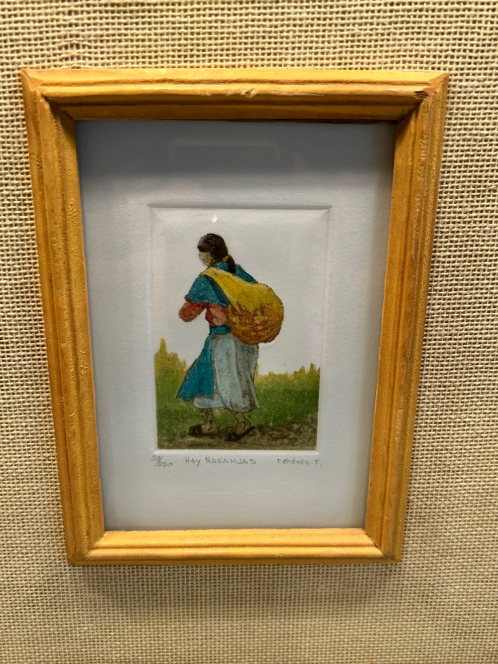 Signed collectible art print 39/250 "Hay Naranjas" by artist T. Chávez T.